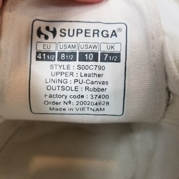 Superga Women's White Leather Platform Lace Up Sneakers Size 41.5 US 10 - Picture 10 of 10